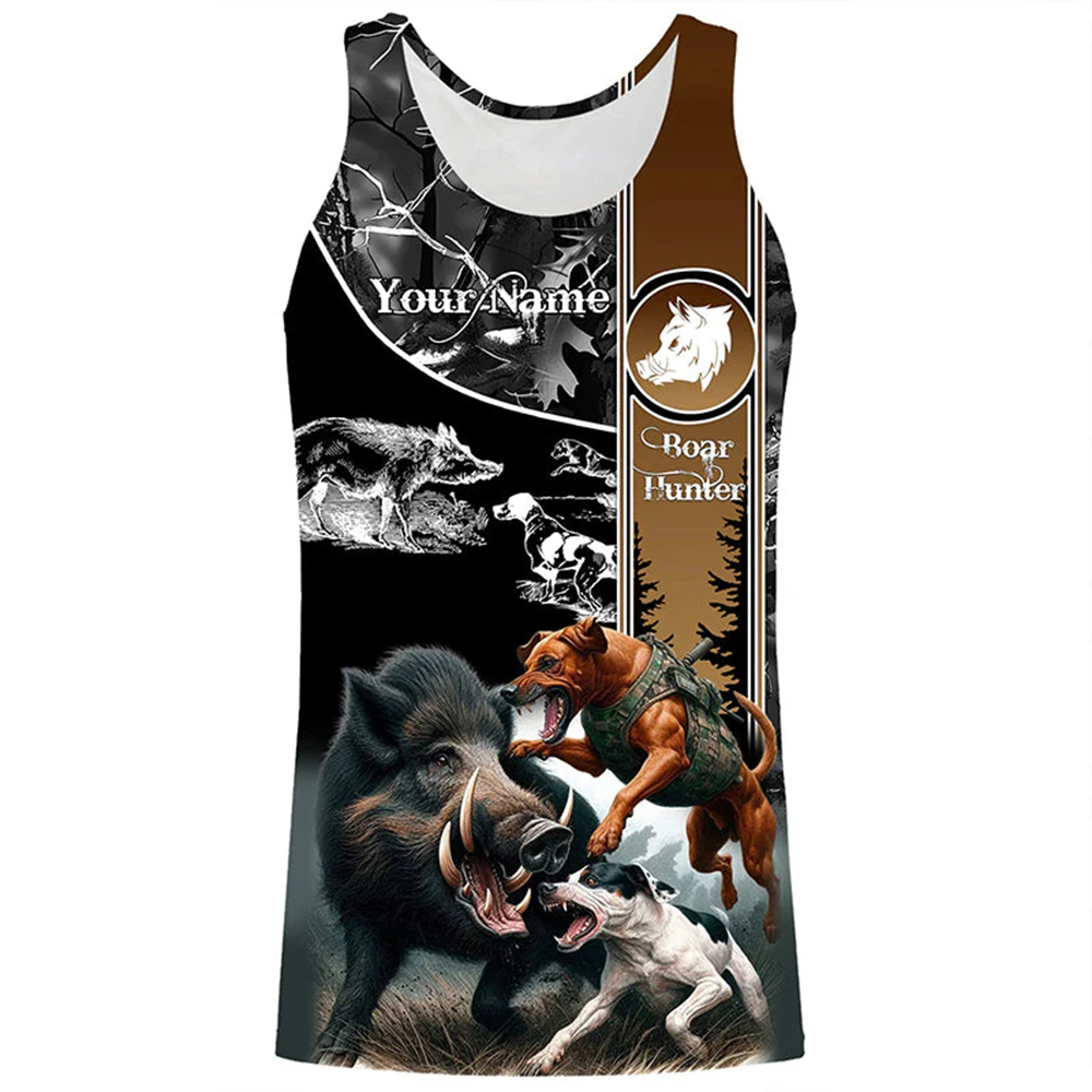Hunting Dog Outdoor - Custom Name Boar Hunter Tank Top