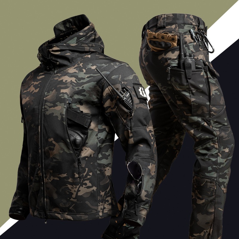 Men Camo Fleece Lined Softshel - Outdoor Hunting Outfit ulasan dan harga