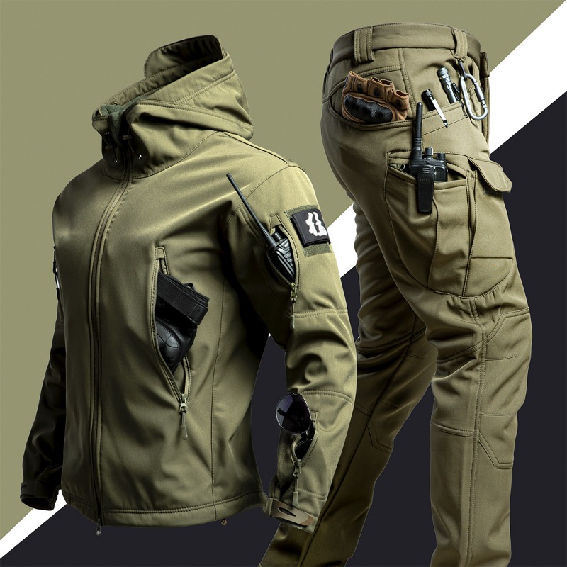Men Camo Fleece Lined Softshel - Outdoor Hunting Outfit ulasan dan harga