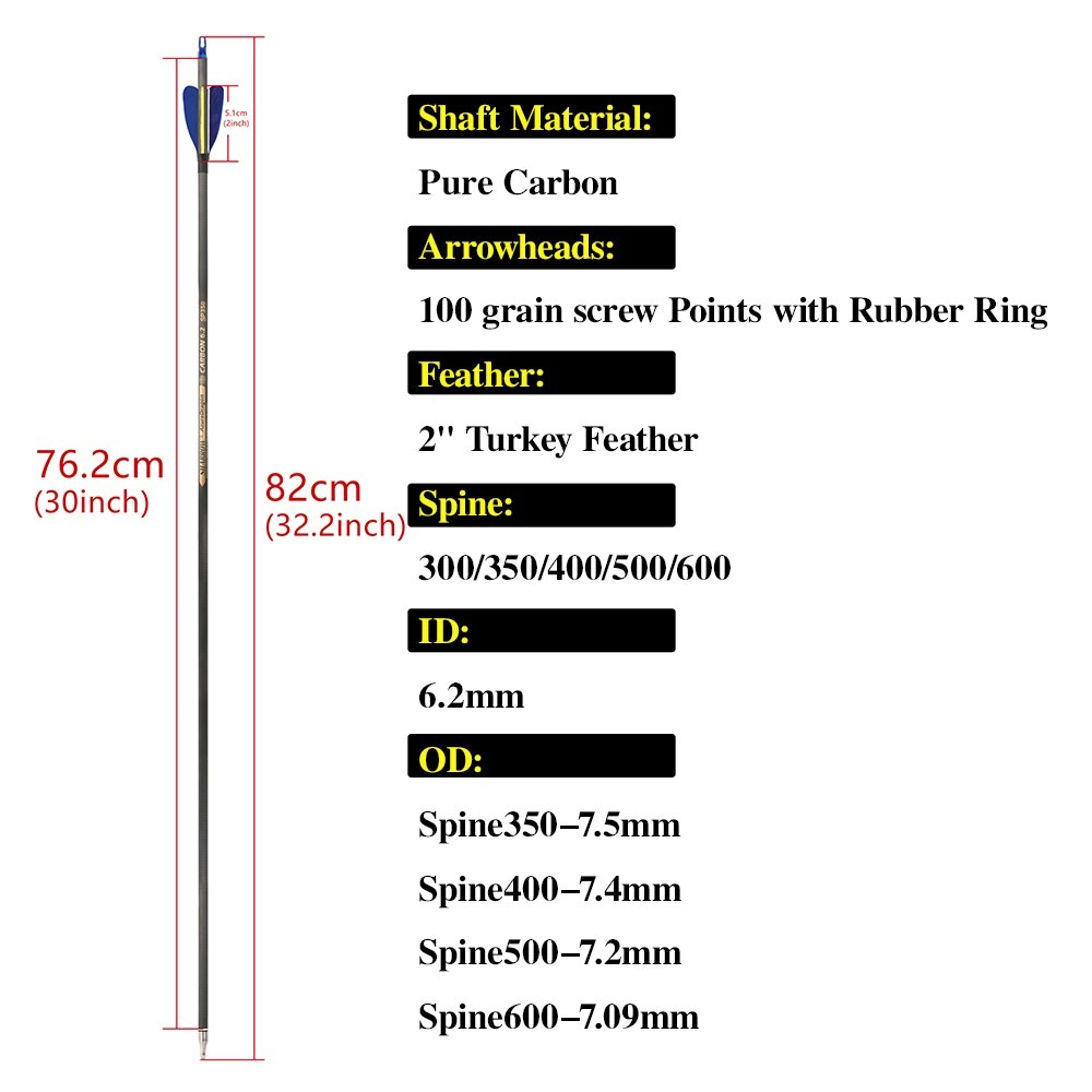 Carbon Arrows 32 Inch Spine 50 - Hunting Bow Compound ulasan dan harga